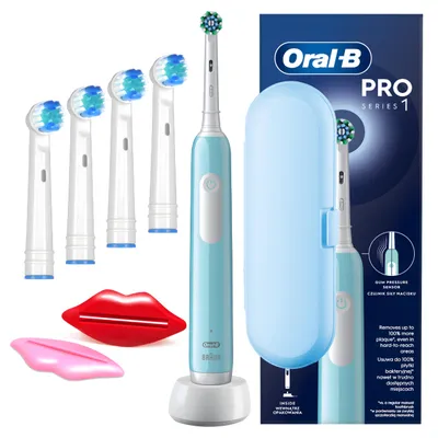 Produktbild von Oral-B Pro Series 1 Elektrische Zahnbürste – Blau – Reiseetui – 4 Ersatzbürsten