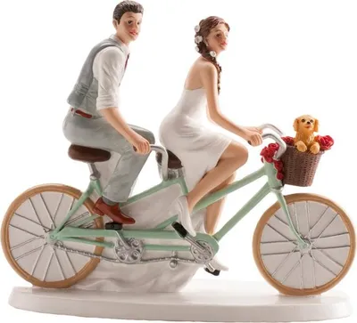 Produktbild von dekora - Hochzeitsfigur Brautpaar Auf Fahrrad - Harzdeko 18 x 15 cm