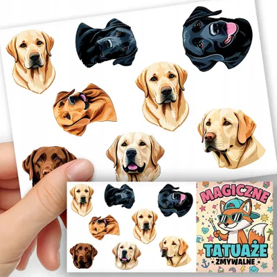 Produktbild von ABWASCHBARE KINDERTATTOOS TEMPORAER - Hunde Rasse LABRADOR RETRIEVER - 8 St.