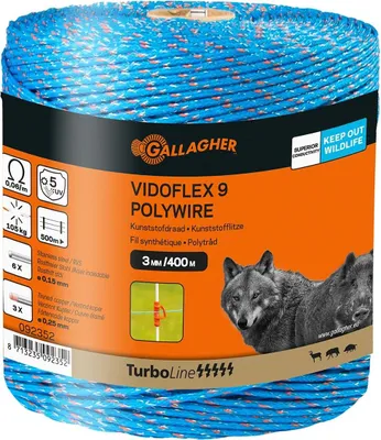 Produktbild von Gallagher Weidezaunlitze Vidoflex 9 (blau) - 400 m