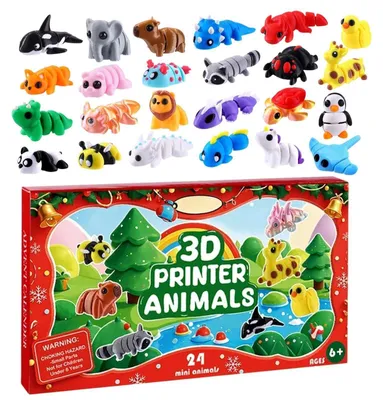Produktbild von Weihnachts-Spielzeug-Adventskalender 24 Tage 3D-gedruckte Tiere