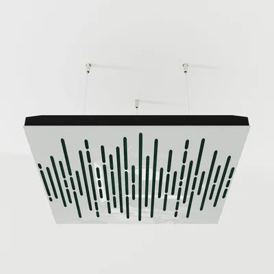 Produktbild von 2er-Pack – Abgehängtes Decken-Akustikpaneel mit Samtstoff und Befestigungsset|50x50x5cm|Schallabsorption[WAVE -Weißer Kunststoff|Grün]