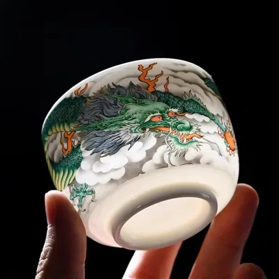 Produktbild von Retro-Keramikteetasse, handbemalte chinesische Teetasse mit großem Bauch und traditionelles Kung-Fu-Teegeschirr für Teezeremonien und Teeliebhaber