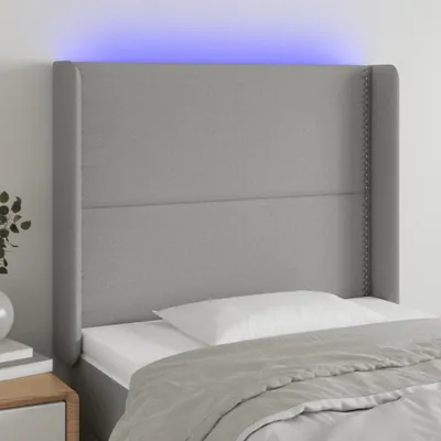 Produktbild von CLORIS Bettkopfteil LED Kopfteil Hellgrau 93x16x118/128 cm Stoff, 12,83 kg