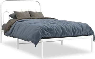Produktbild von "2026 Promotion" Bettgestell moderne - mit Kopfteil - Metall Weiß - 100x200 cm - Polsterbett CC22934