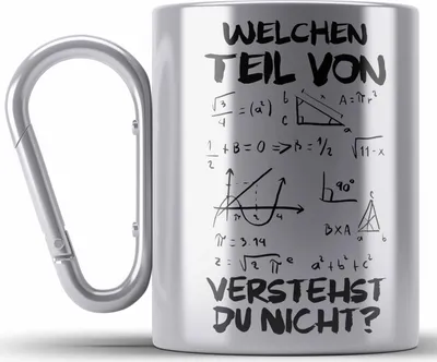 Produktbild von Trendation - Mathelehrer Edelstahl Tasse Karabiner Mathematiker Physik Edelstahl Tasse Karabinern mit Spruch Lustig Karabiner Edelstahl Tasse Karabiner Edelstahl Physiker Geschenk Mathestudent Welchen Teil von Verstehst Du Nicht (Silber)
