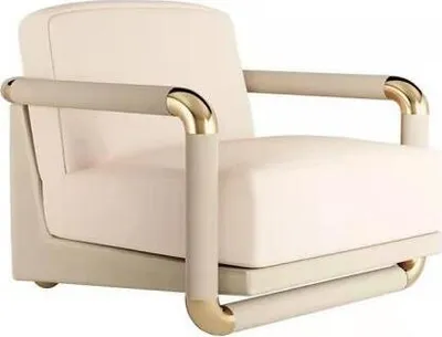 Immagine prodotto di Stilvolle Sessel Beige Sessel Fernseh Couch 1 Sitzer Sofa Textil Stoff