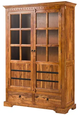 Immagine prodotto di MASSIVMOEBEL24 | vetrina in legno di Acacia 134x50x196 miele dorato laccato OXFORD #0456