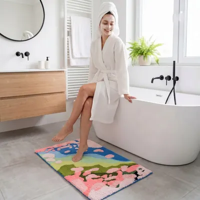 Produktbild von Badteppich - 50x80 cm - Bunt - 3D-Effekt - Rutschfest - Maschinenwaschbar - Weicher Teppich - GAIA