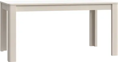 A plain white background with a table.