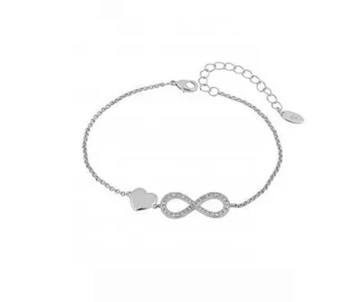 Produktbild von Armband Unendlichkeit Zirkonia 925 Silber mit Herz - Damen Schmuck