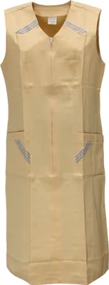 Produktbild von Reißverschlusskittel RV Kittel Hauskleid Schürze Kochschürze, Größe:38, Farbe:Beige