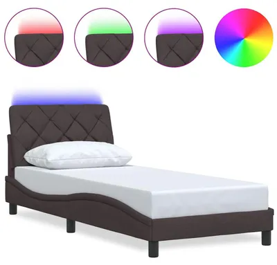Immagine prodotto di vidaXL Struttura letto con LED senza materasso marrone scuro 80x200 cm tessuto
