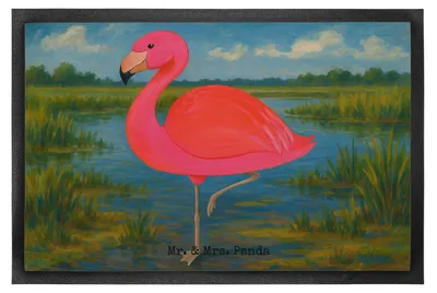 Produktbild von Mr. & Mrs. Panda Schmutzfangmatte Flamingo Classic Design 40 x 60 cm - Weiß - Geschenk, Schmutzmatte, fußmatte, Türmatte, Tochter, Gummimatte, Prächtig, Ich, Spruch, Rosa