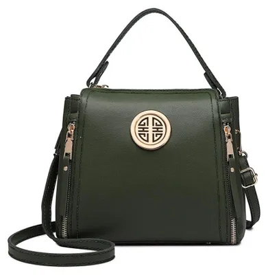 Produktbild von Dunkelgrüne, kleine, elegante Handtasche mit Reißverschlüssen von Roal