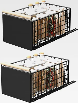 Produktbild von 2 Stück Teleskopschublade Ausziehbare Schublade Küche, Tiefere Schubladen organizer Mit Schubladenschienen und Holzgriff, Metall Pull Out Drawer für Küchenschränke - (40L x 24B x 19,5H CM)Ohne Bohren