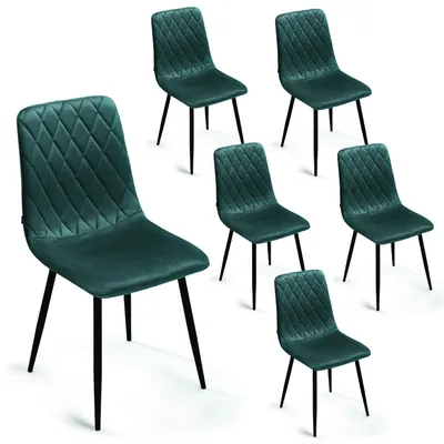 Produktbild von Lina® Elisia Esszimmerstuhl im modernen Design - Samt - Bequemer Stuhl für Ihr Esszimmer, hochwertiger Stoff, ergonomische Form - 6er Set - Grün