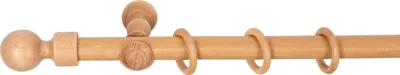 Produktbild von SN Deco - Stilgarnitur Gardinenstange Vorhangstange Giro, Holz, Klassikträger offen, 28 mm, 1-Lauf, Komplettset mit Ringen, Farbe Eiche, 140 cm