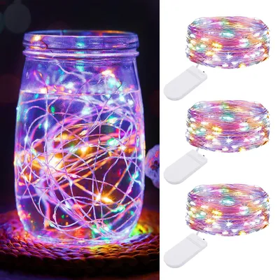 3er-Set LED-Lichterkette, 2 m, 20 LEDs, Silberdraht, batteriebetrieben