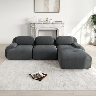 Produktbild von Clinvia Modulares sofa, Ecksofa, 3-4 Sitzer Sofa, Cordstoff Sofa, haustierfreundlich, Cord, ohne Montage, Grau