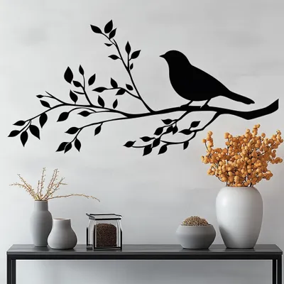 Obrázek produktu pro Decords, nástěnné dekorace – minimalistický motiv ptáka na větvi, 140 cm