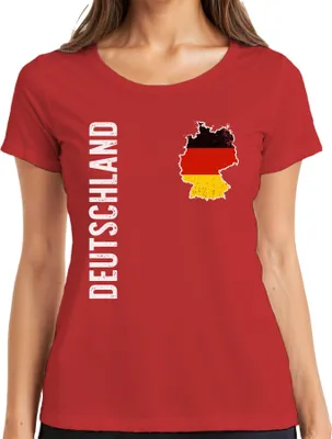 Produktbild von Deutschland Flagge Fußballer WM 2026 Weltmeisterschaft Trikot Damen T-Shirt, Rot, M