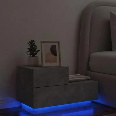 Produktbild von vidaXL Nachttisch mit LED-Leuchten Betongrau 70x36x40,5 cm