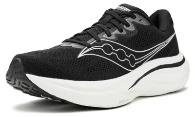 Imagen del producto de Saucony Ride 19 para mujer, color negro/plateado, talla 6.5