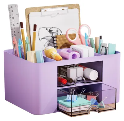 Immagine prodotto di Solidchoice - Organizzatore da scrivania con cassetti - Viola, multifunzione