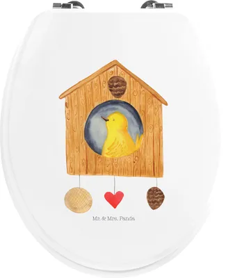 Produktbild von Mr. & Mrs. Panda Klo-Deckel Vogelhaus Home - Weiß - Geschenk, Hausbau, Sweet, WC Sitz, Toilettenbrille, Lustige Sprüche, klo deckel, Toilettendeckel, Haus, Vogel, Brille