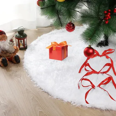 Runde Plüsch-Weihnachtsbaumdecke, 120 cm, weiß