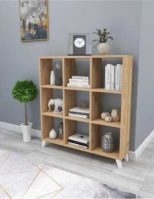 Produktbild von Nestly Bücherregal mit 9 Fächern, Standregal aus Spanplatte, 89 x 89 cm,