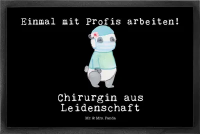 Produktbild von Mr. & Mrs. Panda Schmutzmatte Chirurgin Leidenschaft 40 x 60 cm - Schwarz - Geschenk, Gummimatte, Ärztin, Krankenhaus, fußmatte, Schmutzfangmatte, Lustig, Fußabstreifer