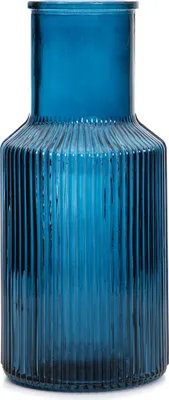 Produktbild von HOMLA TOLLE gestreifte Glasvase navy blau 10x22 cm