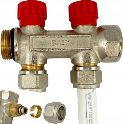 Produktbild von PEX 3/4 16 mm Verteiler 2 Abschnitte für Fußbodenheizung, Warmwasser