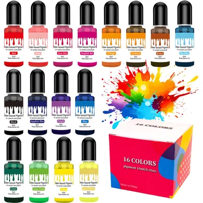 Gießpulver-Farbpigmente, 16 Farben, 10 ml, wasserbasiert, für Beton & Gips