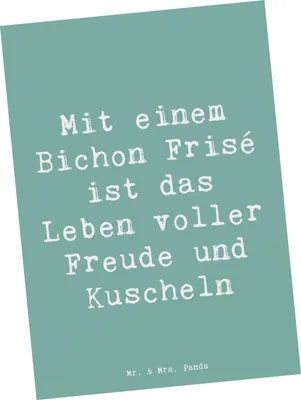 Produktbild von Mr. & Mrs. Panda Postkarte Spruch Bichon Frisé Freude - Meeresbrise - Geschenk, bildkarte, Hund, Ansichtskarten, Hundeliebhaber, Verspielt, Postkarten, hypoallergen