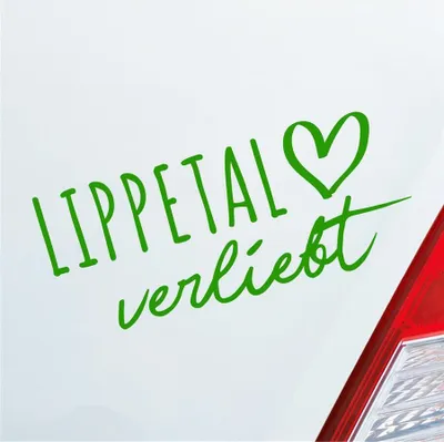 Produktbild von Auto Aufkleber Lippetal verliebt Herz Gemeinde Liebe Car 19x8 cm Hellgrün Sticker Heckscheibenaufkleber