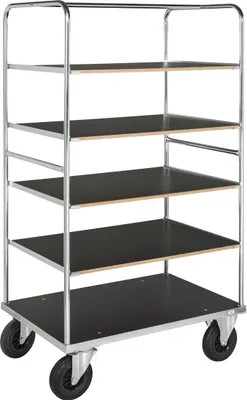 Produktbild von Kongamek Multi-Etagenwagen, verzinkt 1000x700x1800mm mit 5 Etagen, Gummibereifung und Bremse
