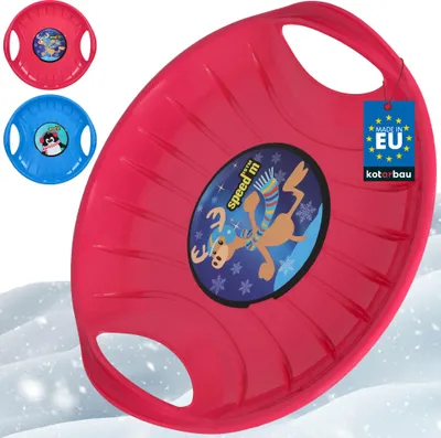 Produktbild von KOTARBAU® 2er Set Popo Rutscher Kinder Kunststoff Rutschteller ø 60 cm Rodelbahn Schlitten zum Rodeln im Schnee Rosa & Blau