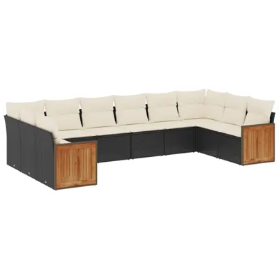 Produktbild von vidaXL 10-tlg. Garten-Sofagarnitur mit Kissen Schwarz Poly Rattan