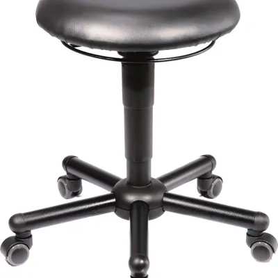 Productafbeelding van Draaistoel A19 met wielen, kunstleer, zwart. Verstelbare zit hoogte: 465-595 mm. Hocker