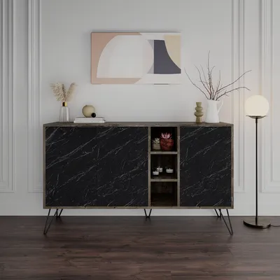 Obrázek produktu pro Skye Decor, Clara - tmavě hnědá, Bendir, skříně do obývacího pokoje, tmavě hnědá, 142 x 83 x 35,6 cm