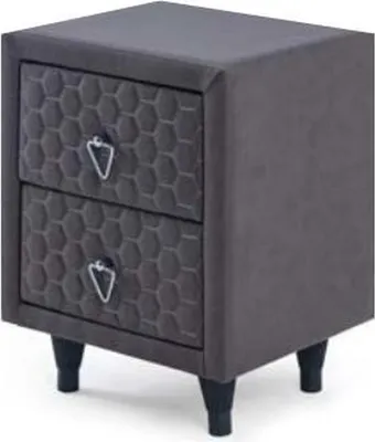 Image de Luxueuse table de chevet grise à 2 tiroirs Chambre à coucher Designer Möbel