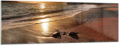 Produktbild von Bilder auf glas - Strand Wolken Abend Küste - 160x50cm - Glasbilder - Wandbilder - Kunstdruck - zum Aufhängen bereit - Wanddekoration aus Glas - Glas Bilder - Wandbild auf Glas - GAB160x50-2527