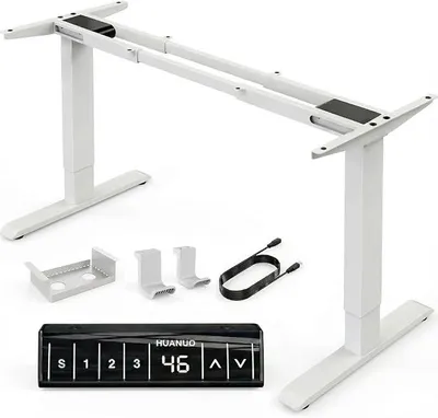 Imagen del producto de Escritorio de altura ajustable con estructura de 2 motores, color blanco