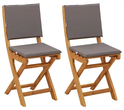 Image de vidaXL - 2 chaises de jardin d'extérieur, couleur gris foncé, en bois d'acacia massif