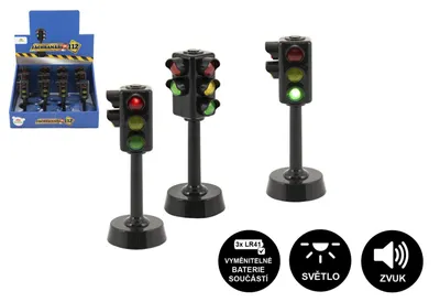 Productafbeelding van Kunststof verkeerslicht, 12 cm, op batterijen, met licht en geluid