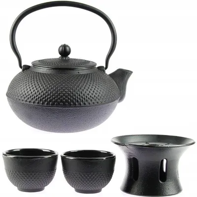 Produktbild von Gusseiserne Teekanne 1,5L Set mit Stövchen und 2 Tassen