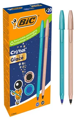 Imagen del producto de Bic 302535, bolígrafo Cristal Glacé, disponible en azul y rosa